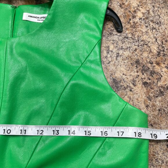 Amanda Uprichard New York Harlow Faux Leather Mini Dress in Green Size M - Picture 10 of 16